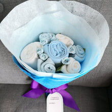 Load image into Gallery viewer, A Sweet Blue Buttercup Baby Clothes Bouquet