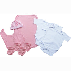 A Sugar Pink Baby Clothes Bouquet and Inkless Print Kit Gift Hamper