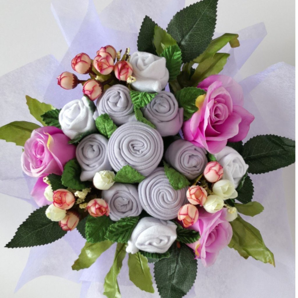 A Lovely Lavender Baby Clothes Bouquet