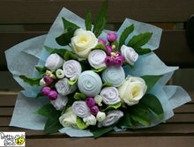 Load image into Gallery viewer, Mama &amp; Baby - Blue Baby Clothes Bouquet and Artisan Mini Soaps Gift Hamper