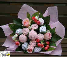 Load image into Gallery viewer, A Sugar Pink Baby Clothes Bouquet &amp; Personalized Blanket