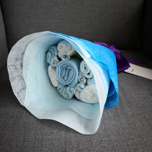 Load image into Gallery viewer, A Sweet Blue Buttercup Baby Clothes Bouquet