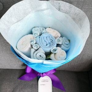 A Sweet Blue Buttercup Baby Clothes Bouquet