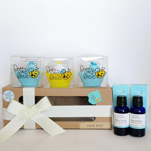 Mama & Baby - A Scrumptious Blue Cupcake Box with Relaxing Body & Bath Oils Gift Hamper