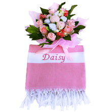 Load image into Gallery viewer, A Sugar Pink Baby Clothes Bouquet &amp; Personalized Blanket