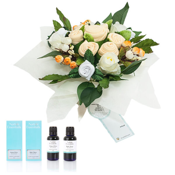 Mama & Baby - Neutral Yellow Bouquet with Relaxing Body & Bath Oils Gift Hamper
